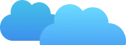Two overlapping blue clouds, with rounded edges and a gradient shading effect, against a transparent background.