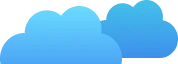 Two overlapping blue cloud icons against a transparent background.